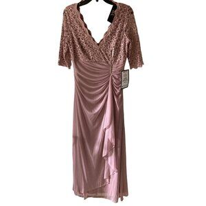 NWT  B&A Betsy and Adam Womens Lace V-Neck Evening Dress Rose Sz 10